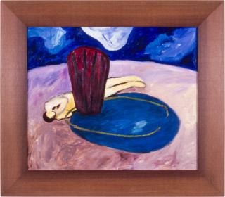 Joan Ross Untitled (Waiting), 1989; oil on masonite; 51 x 61 cm; enquire