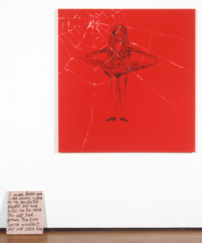 Jenny Watson Cobwebs and Text, 1994; Oil on velvet; acrylic on stretcher; 125 x 98.5 cm; enquire