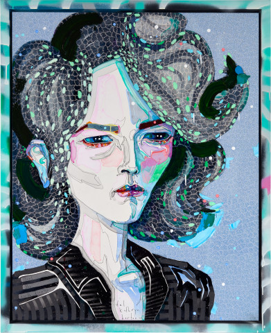 Del Kathryn Barton feel the earth, deeply, 2019; oil and acrylic on French linen, hand finished frame; 102 x 81.5 cm; Enquire