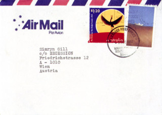 Simryn Gill , 1997; from the series Interloper; Stamped enevelopes; Variable; enquire