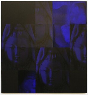 Lindy Lee Living Midnight, 2006; acrylic and wax on boards, archival inks on pure cotton photorag; 20 panels, 162cm x 150cm; enquire