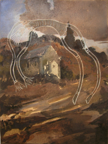 Mandy Martin and Trisha Carroll Darby Falls, 2004; ochre, pigment and acrylic on Arches paper; 30 x 40 cm; enquire