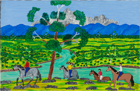 Robert Campbell Jnr Riding on Macleay, 1987; acrylic on canvas; 73 x 111 cm; enquire