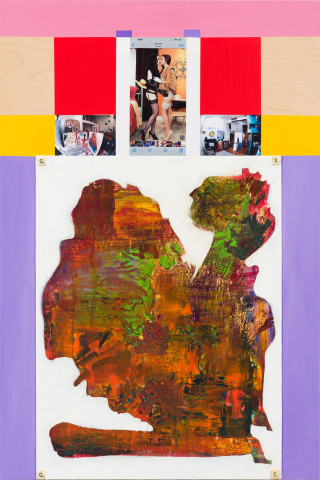 Gareth Sansom The kiss, 2024; mixed media on plywood; 120 x 80 cm; more info; enquire