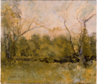 Mandy Martin Back of Marrums, 1997; oil, ochre, pigment on linen; 30 x 35 cm; enquire
