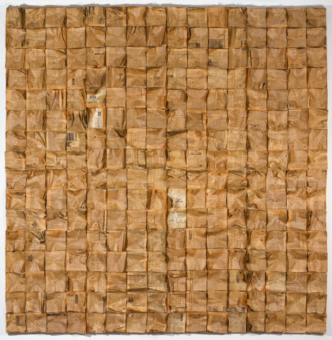 Rosalie Gascoigne Harvest, 1982; 256 wads of newspaper nailed to plywood; 246 x 240 cm; enquire