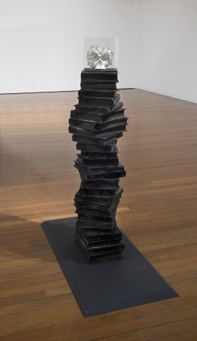 Fiona Hall Untitled [Out of my tree], 2014; aluminium, burnt books; 152 x 120 x 59.5 cm; enquire