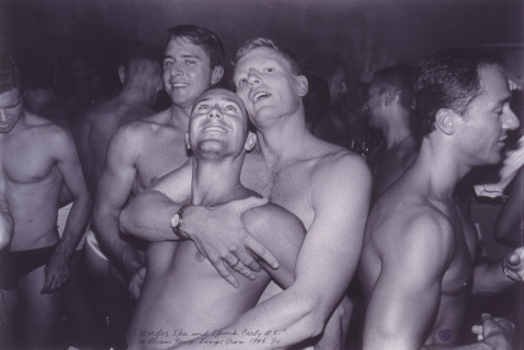 William Yang Speedos, Spa and Spunk Party #5, 1996; silver gelatin photograph; 51 x 60.5 cm; enquire