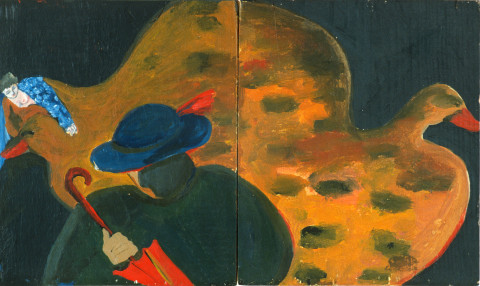 Vivienne Shark LeWitt A Rebours No. 2 & 3, 1984; acrylic on wood, 2 panels; 28 x 16 cm; enquire