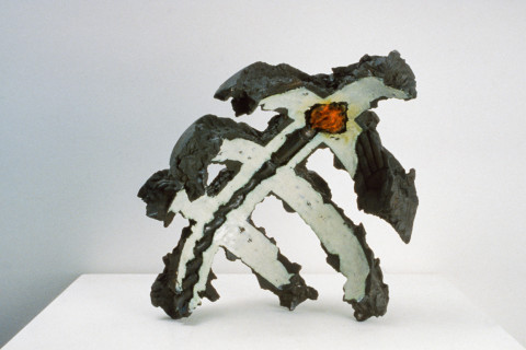 Rod Bamford Crib, 1988-89; ceramic, treated with glazed surfaces and enamel decals; 45 x 43 x 41 cm; enquire