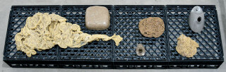 Hany Armanious  Snake Oil, 1997; Hotmelt, oil paint, (free form); 6 pieces, dimensions variable (includes 4 crates/plinths); enquire