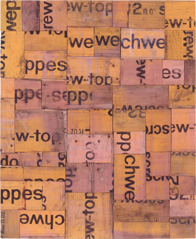 Rosalie Gascoigne May Morning, 1992; sawn / split soft drink crates on plywood; 81 x 66.5 cm; enquire