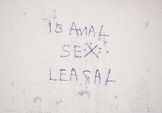 Tracey Emin Is anal sex legal, 1997; black ink on paper; 30 x 42 cm; enquire