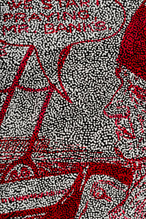 Daniel Boyd Untitled (ITYHTSTI) (detail), 2025; oil, acrylic and archival glue on canvas; diptych; 80 x 100.5cm each; enquire