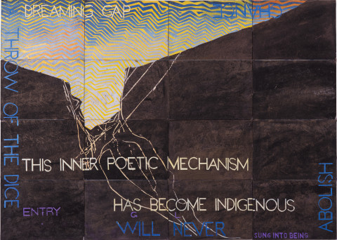 Imants Tillers Nature Speaks: GL, 2018; synthetic polymer paint, gouache on 16 canvasboards, nos.
108031 - 108046; 101 x 141.5 cm; enquire