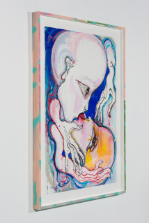 Del Kathryn Barton i give my life - love - heart 2 u, 2021; oil stick, ink and gouache on paper, hand finished frame; 175 x 129 cm; enquire