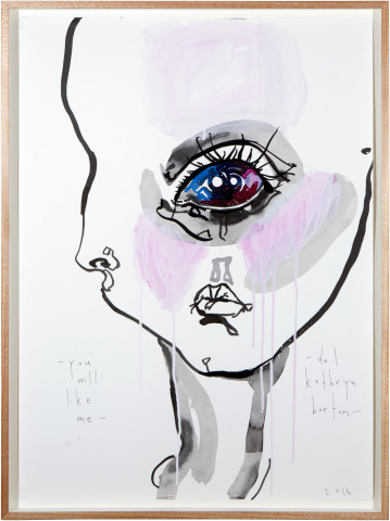 Del Kathryn Barton you will like me, 2016; archival ink and acrylic on paper; 82 x 61 cm; (framed); 76 x 56cm (paper size); Enquire