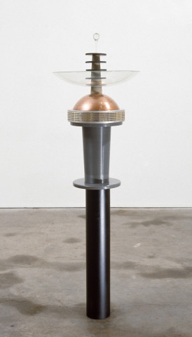 Robert Owen On Seeing & Hearing (for Judy), 1985; plastic, glass, copper, rubber, crystal; 127 x 38 x 38 cm; enquire