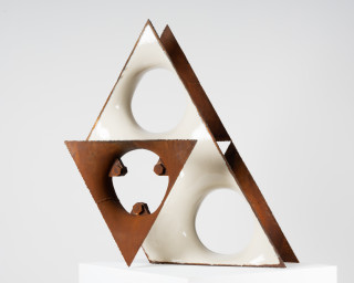 James Angus Ghost Ship, 2025; steel, enamel paint; 105 x 91 x 40 cm; enquire