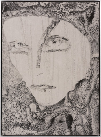 David Noonan Mina, 2023; liquid pigment on hand-dyed fabric, aluminium frame; 57.5 x 42 x 4 cm; more info; enquire