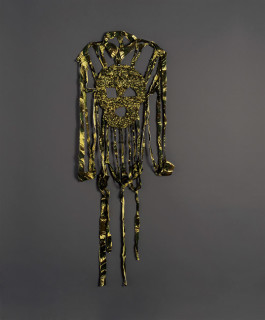 Fiona Hall Cosmic Person, 2012; Indian military shirt ('palm frond' camouflage pattern) ; 149 x 56 x 9 cm; enquire