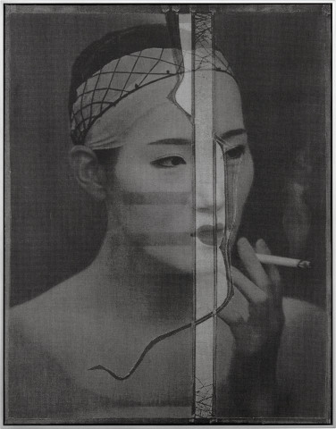 David Noonan Untitled, 2016; silk screen linen collage mounted on wooden panel, steel frame; 90 x 70 x 5 cm; enquire