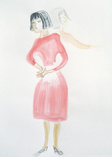 Vivienne Shark LeWitt untitled sketch (woman in red), 1994; watercolour on paper; 75 x 55 cm; enquire