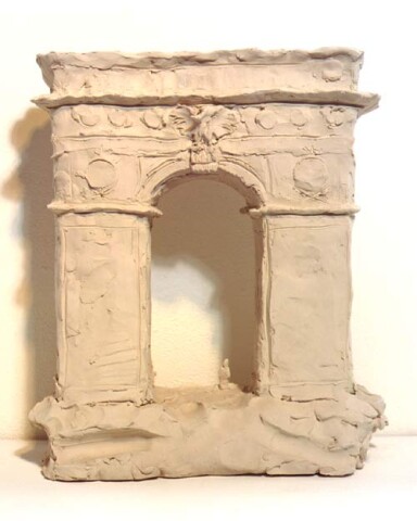 Linda Marrinon Washington Square Arch, Stanford White, architect, 1998; from the series Sculpture For The Home; White terracotta; 32.5 x 28 x 12 cm; enquire