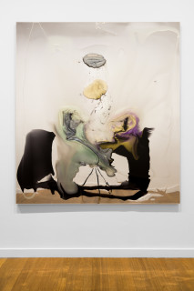 Dale Frank He worried that he might forget himself, his thoughts might jump out with the ability to speak aloud, with a mind of their own, and a nastiness, trace his searching stare to caress her outline under her clothes, 2026; colour powder pigments in Epoxyglass, Epoxyglass, on perspex; 200 x 180 cm; enquire