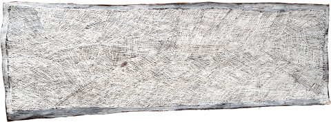 Nyapanyapa Yunupiŋu White Painting #2, 2009; 3579R; Natural earth pigments on bark; 162 x 56 cm; enquire