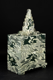 Fiona Hall The Barbarians at the Gate (detail), 2010-2026; wooden beehives, wood and metal architectural models, plastic 'action' dolls, paint; installation dimensions variable; enquire