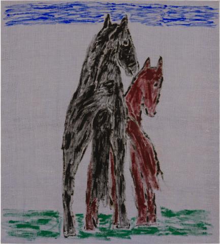 Jenny Watson Animal Husbandry, 1990; acrylic on fabric; 127.5 x 114.5 cm; enquire