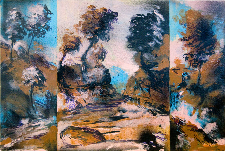 Tony Clark Theatre Design : A Section and two Half-Sections from Clark’s Myriorama (uncut), 0; acrylic and permanent marker ink on prepared paper; 48.5 x 63.5 cm; Enquire