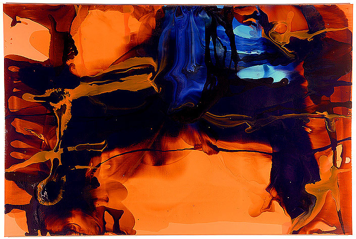 Dale Frank 1. The Unattended Funeral where you should be glad what's in my head stays in my head, 2007; varnish on canvas; 200 x 300 cm; enquire