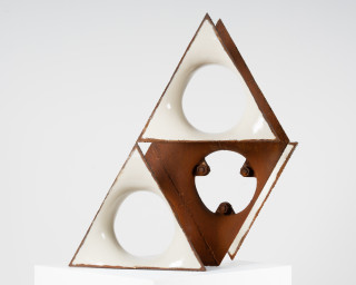 James Angus Ghost Ship, 2025; steel, enamel paint; 105 x 91 x 40 cm; enquire
