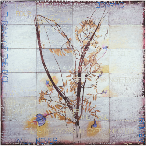 Imants Tillers Tractatus 4, 2009; acrylic, gouache on 24 canvasboards, no. 85381 - 85404; 153 x 153 cm; enquire