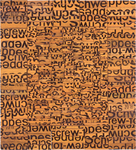 Rosalie Gascoigne High Density, 1992; sawn / split soft drink crates on plywood; 79 x 72.2 cm; enquire