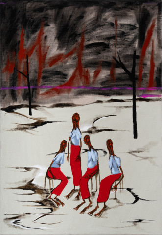 Mia Boe The Warning, 2025; oil and acrylic on linen; 81 x 56 cm; enquire