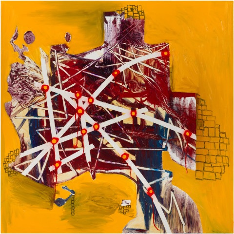 Gareth Sansom The Wicker Man, 2019; oil and enamel on linen; 122 x 122 cm; enquire