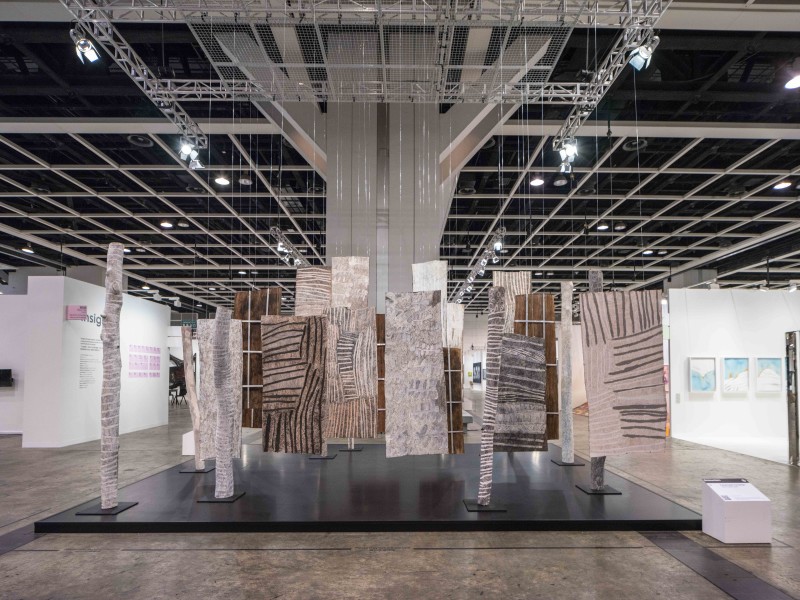 Installation view, Nyapanyapa Yunupingu, Encounters, Art Basel | Hong Kong (29 March – 31 March 2018)