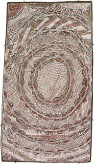 Mulkun Wirrpanda Buwakul, 2015; 4199W; Bark painting; 62 x 34 cm; enquire