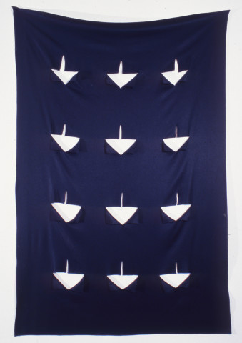 Robert Jacks Hanging Grid, Points, 1970; cut felt (black); 273 x 176 cm; enquire