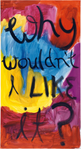Angela Brennan Why wouldn't I like it?, 2003; oil on linen; 240 x 130 cm; enquire