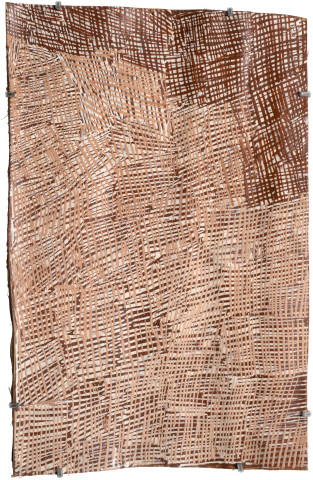 Nyapanyapa Yunupiŋu Untitled, 2015; 4802W; natural earth pigments on bark; 52 x 33 cm; enquire
