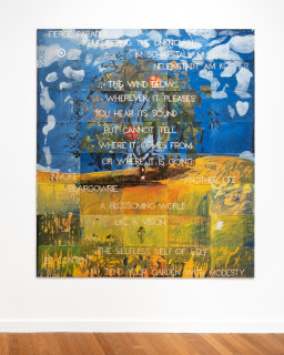 Imants Tillers A Fierce Paradise, 2025; synthetic polymer paint, gouache, oilstick on 40 canvasboards, nos. 117314-117353; 203.2 x 177.8 cm; enquire