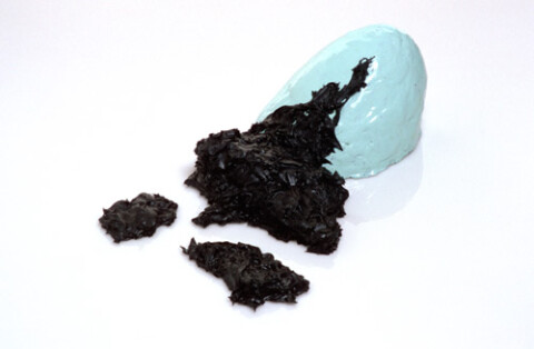 Nell Hard Rocks and Heavy Metals, 2004; epoxy joining compound, foam, sand, card, enamel paint; 16 x 43 x 31 cm; (3 parts); enquire