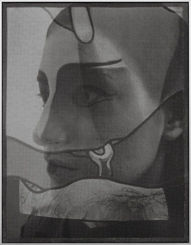 David Noonan Untitled, 2016; silk screen linen collage mounted on wooden panel, steel frame; 90 x 70 x 5 cm; enquire