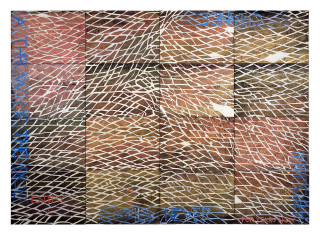 Imants Tillers Nature Speaks: FG, 2015; acrylic, gouache on 16 canvas boards, nos. 95341 - 95356; 100.5 x 141 cm; enquire