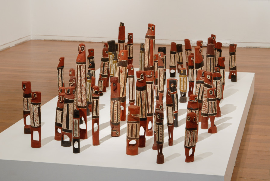Nyapanyapa Yunupiŋu Mokuy (small), 2008; incised Beech Hibiscus, natural earth pigments; 15 - 50 cm; Edition of 20; enquire