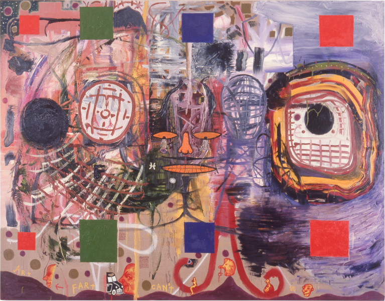 Gareth Sansom, Art Can't Fart (For Rose Selavy), 1988; oil and enamel on linen; 213.3 x 274.3 cm